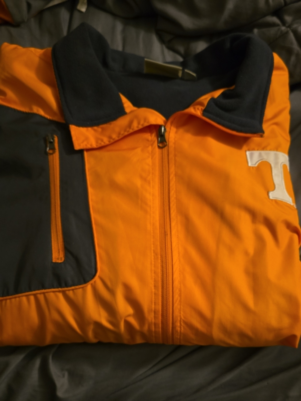 Men's Orange and Black Windbreaker Jacket with Stand Collar